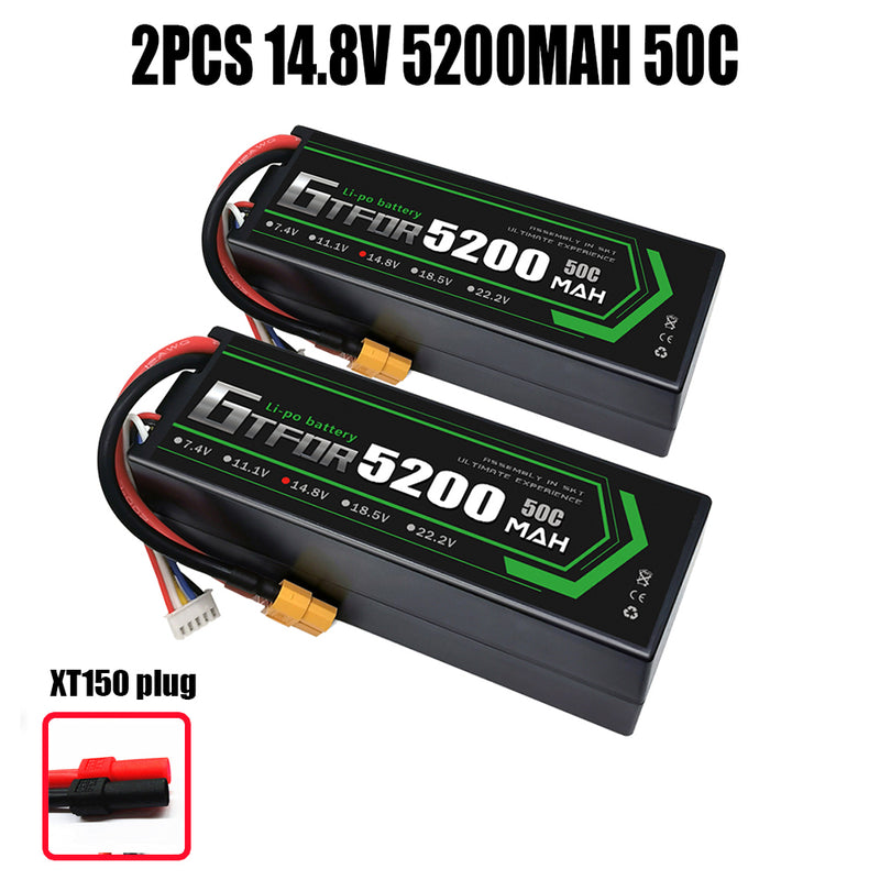 (CN)GTFDR 4S Lipo Battery 5200mAh 14.8V 50C Hardcase EC5 Plug for RC Buggy Truggy 1/10 Scale Racing Helicopters RC Car Boats