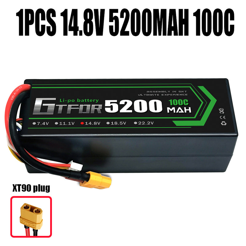 (CN)GTFDR 4S Lipo Battery 5200mAh 14.8V 100C Hardcase EC5 Plug for RC Buggy Truggy 1/10 Scale Racing Helicopters RC Car Boats