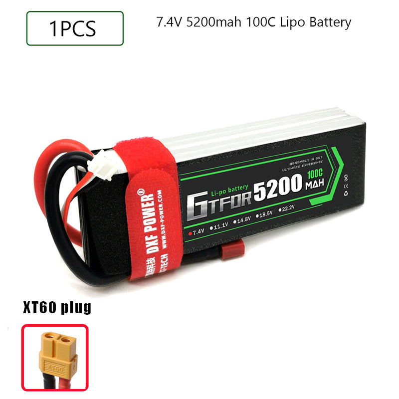 (CN)GTFDR 2S Lipo Battery 7.4V 100C 5200mAh Soft Case Battery with EC5 XT90 Connector for Car Truck Tank RC Buggy Truggy Racing Hobby