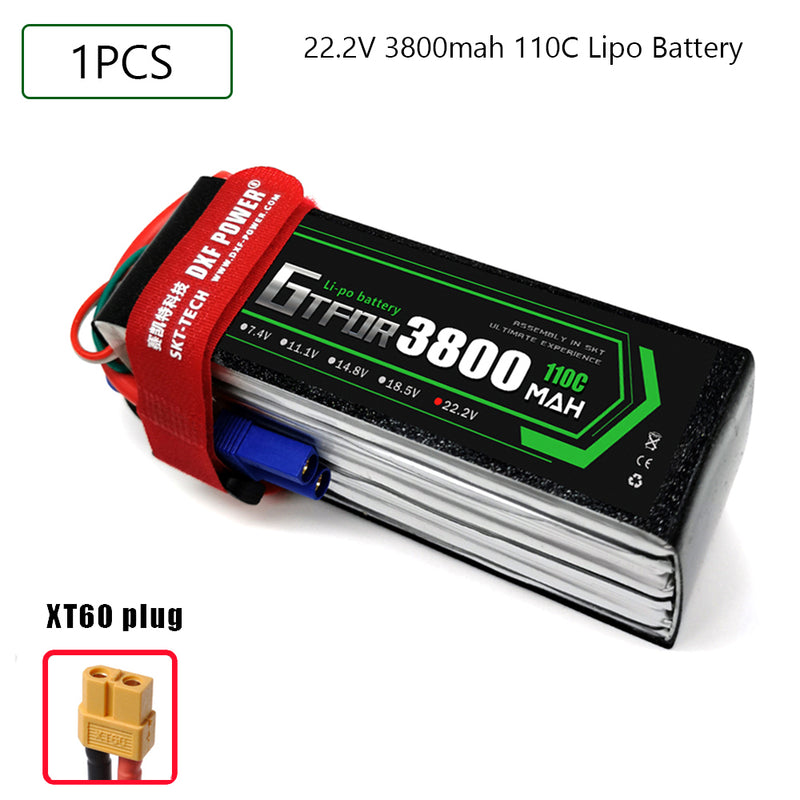 (CN)GTFDR 6S Lipo Battery 22.2V 110C 3800mAh Soft Case Battery with EC5 XT90 Connector for Car Truck Tank RC Buggy Truggy Racing Hobby