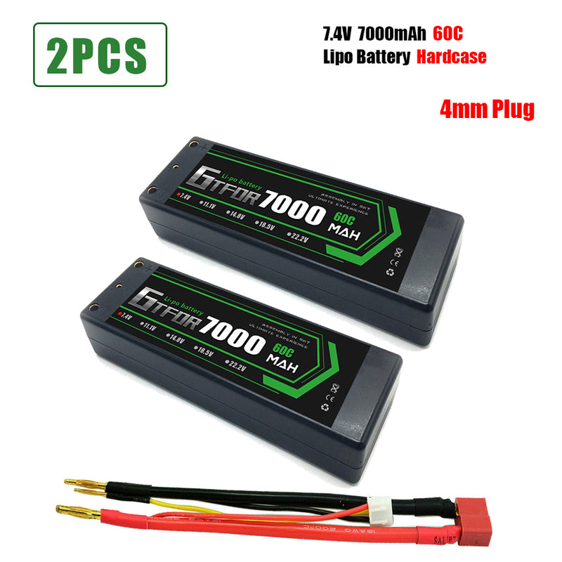 (CN)GTFDR 2S Lipo Battery 7000mAh 7.4V 60C 4mm Hardcase EC5 Plug for RC Buggy Truggy 1/10 Scale Racing Helicopters RC Car Boats