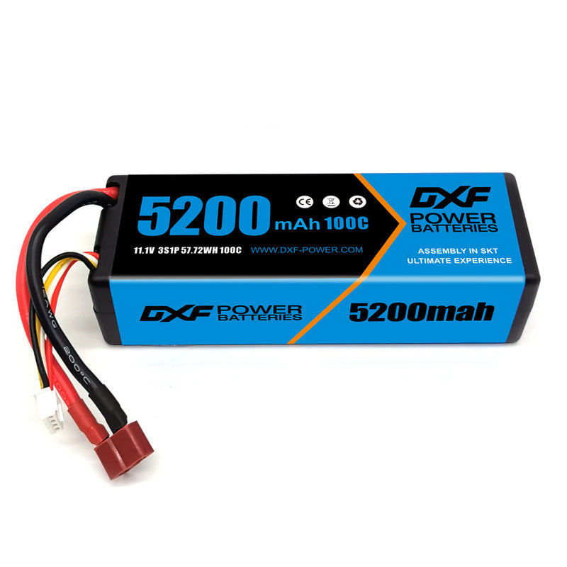 (GE)DXF Lipo-Akku 3S 11,1 V 5200 mAh 100 C Blue Series Graphen-Lipo-Hardcase mit Deans-Stecker für Rc 1/8 1/10 Buggy Truck Car Off-Road-Drohne 