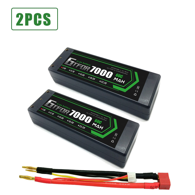 (CN)GTFDR 2S Lipo Battery 7000mAh 7.4V 60C 4mm Hardcase EC5 Plug for RC Buggy Truggy 1/10 Scale Racing Helicopters RC Car Boats