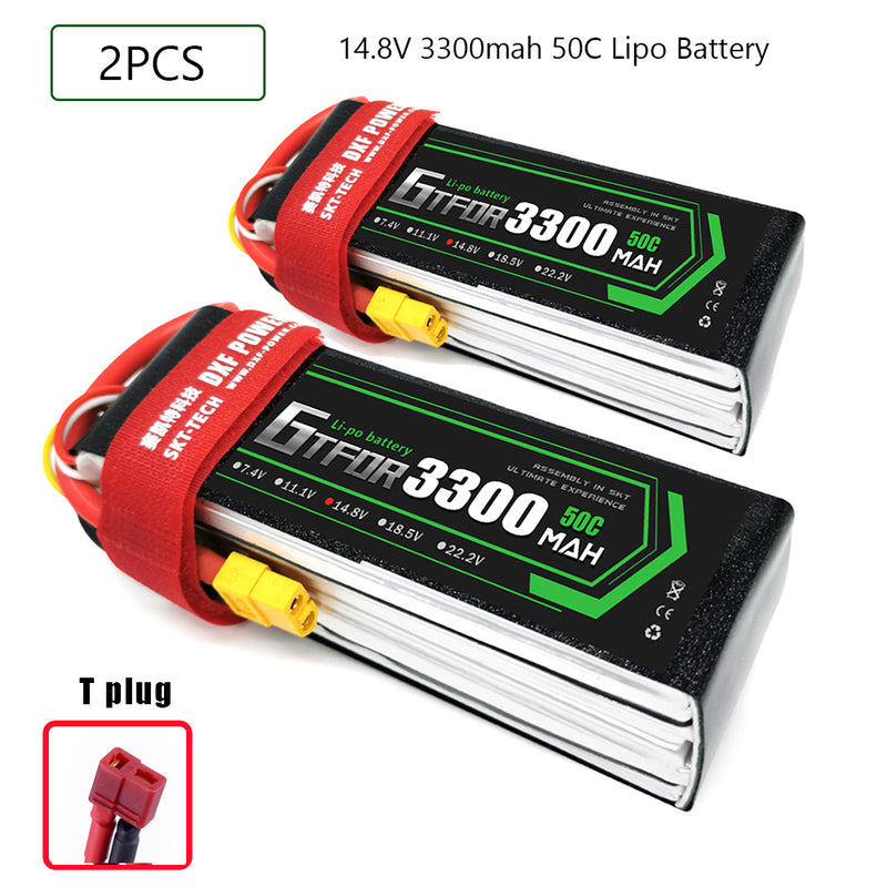 (CN)GTFDR  4S Lipo Battery 14.8V 50C 3300mAh Soft Case Battery with EC5 XT90 Connector for Car Truck Tank RC Buggy Truggy Racing Hobby