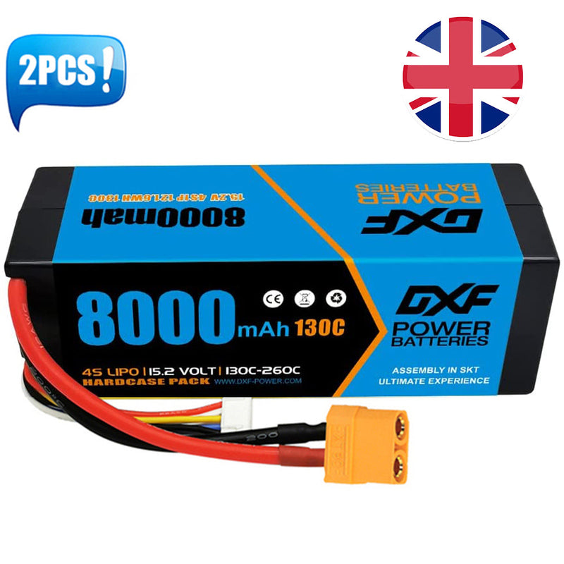 (UK)DXF Lipo Battery 4S 15.2V 8000mAh 130C/260C HardCase Lipo Battery for RC HPI HSP 1/8 1/10 Buggy RC Car Truck