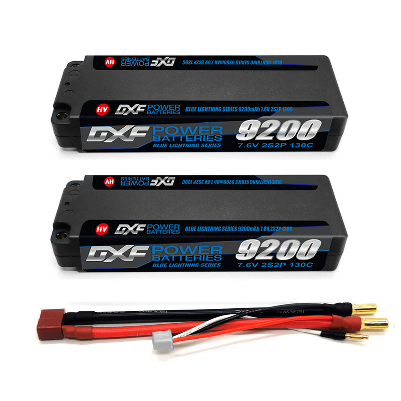 (GE) DXF 2S 7.6V Lipo Battery 130C 9200mAh with 5mm Bullet for RC 1/8 Vehicles Car Truck Tank Truggy Competition Racing Hobby