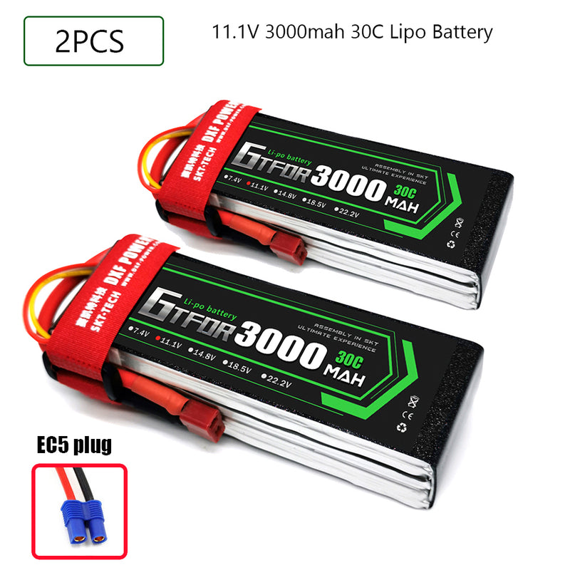 (CN)GTFDR 3S Lipo Battery 11.1V 30C 3000mAh Soft Case Battery with EC5 XT90 Connector for Car Truck Tank RC Buggy Truggy Racing Hobby