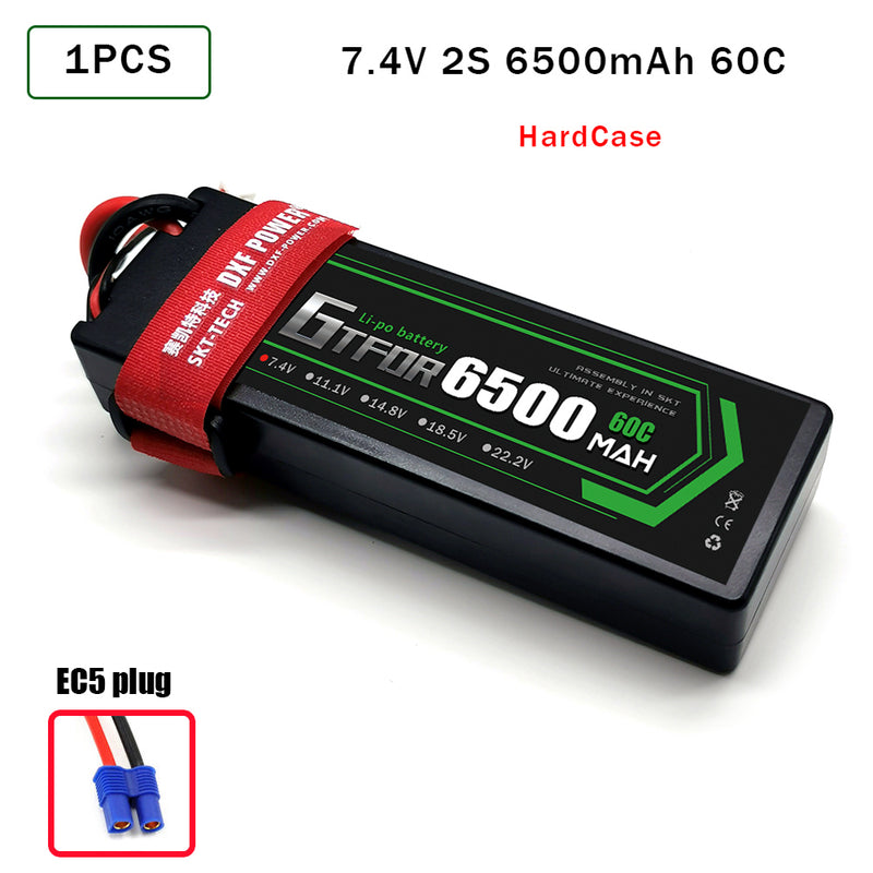 (CN)GTFDR 2S Lipo Battery 6500mAh 7.4V 60C Hardcase EC5 Plug for RC Buggy Truggy 1/10 Scale Racing Helicopters RC Car Boats