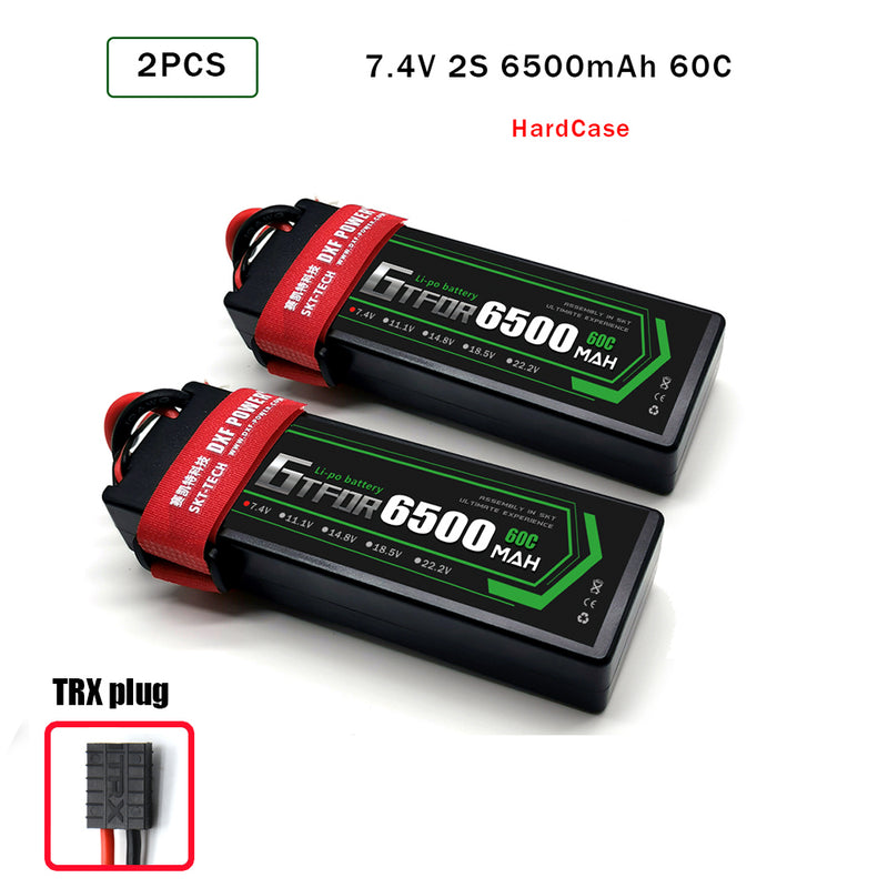 (CN)GTFDR 2S Lipo Battery 6500mAh 7.4V 60C Hardcase EC5 Plug for RC Buggy Truggy 1/10 Scale Racing Helicopters RC Car Boats