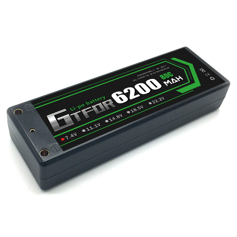 (CN)GTFDR 2S Lipo Battery 6200mAh 7.4V 80C 4mm Hardcase EC5 Plug for RC Buggy Truggy 1/10 Scale Racing Helicopters RC Car Boats