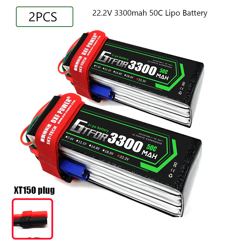 (CN)GTFDR 6S Lipo Battery 22.2V 50C 3300mAh Soft Case Battery with EC5 XT90 Connector for Car Truck Tank RC Buggy Truggy Racing Hobby